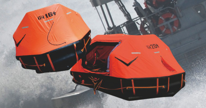 self righting davit launched inflatable life raft